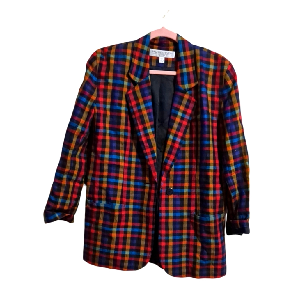 Vintage plaid blazer mixed color size 10p